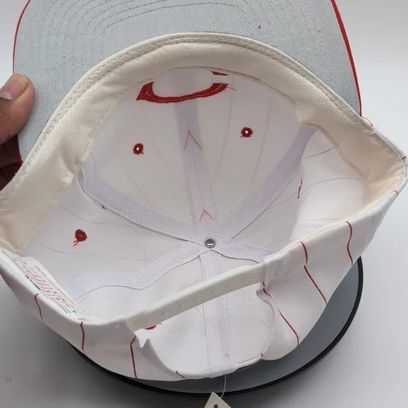 MLB| NWT Vintage MLB Red Cincinnati Reds Sports Cap Snap Back Grey Brim - Picture 14 of 14